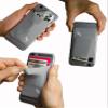 Gray Phone Wallet - Adhesive Card Holder - Gray Stretchy Spandex Pocket - Stick on Spandex Pocket by Gecko - Carry Credit Cards and Cash - GRAY WHITE view 4