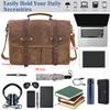 Mens Messenger Bag 15.6 Inch Waterproof Vintage Genuine Leather Waxed Canvas Briefcase Large Leather Computer Laptop Bag Rugged Satchel Shoulder Bag, Brown view 3