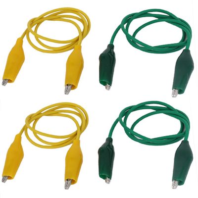 Aexit 4PCS 19" Electrical Testing Insulated Alligator Clip Jumper Probe Testing Work Wire Voltage Testers Yellow Green