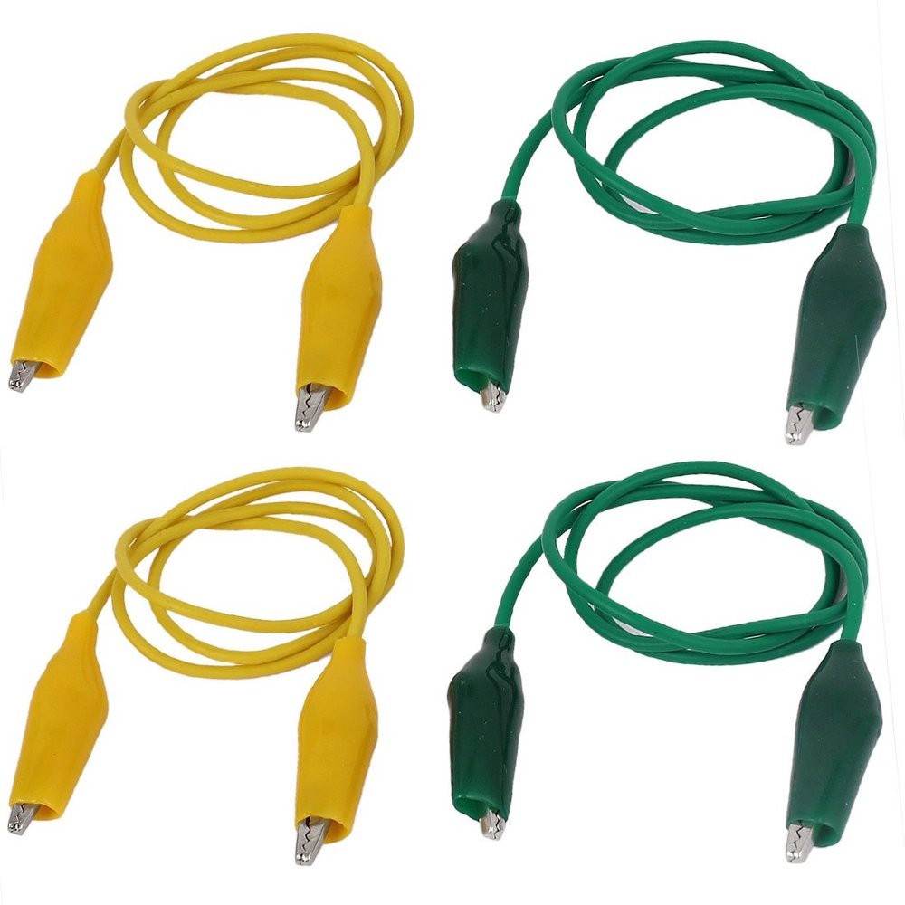 Aexit 4PCS 19" Electrical Testing Insulated Alligator Clip Jumper Probe Testing Work Wire Voltage Testers Yellow Green