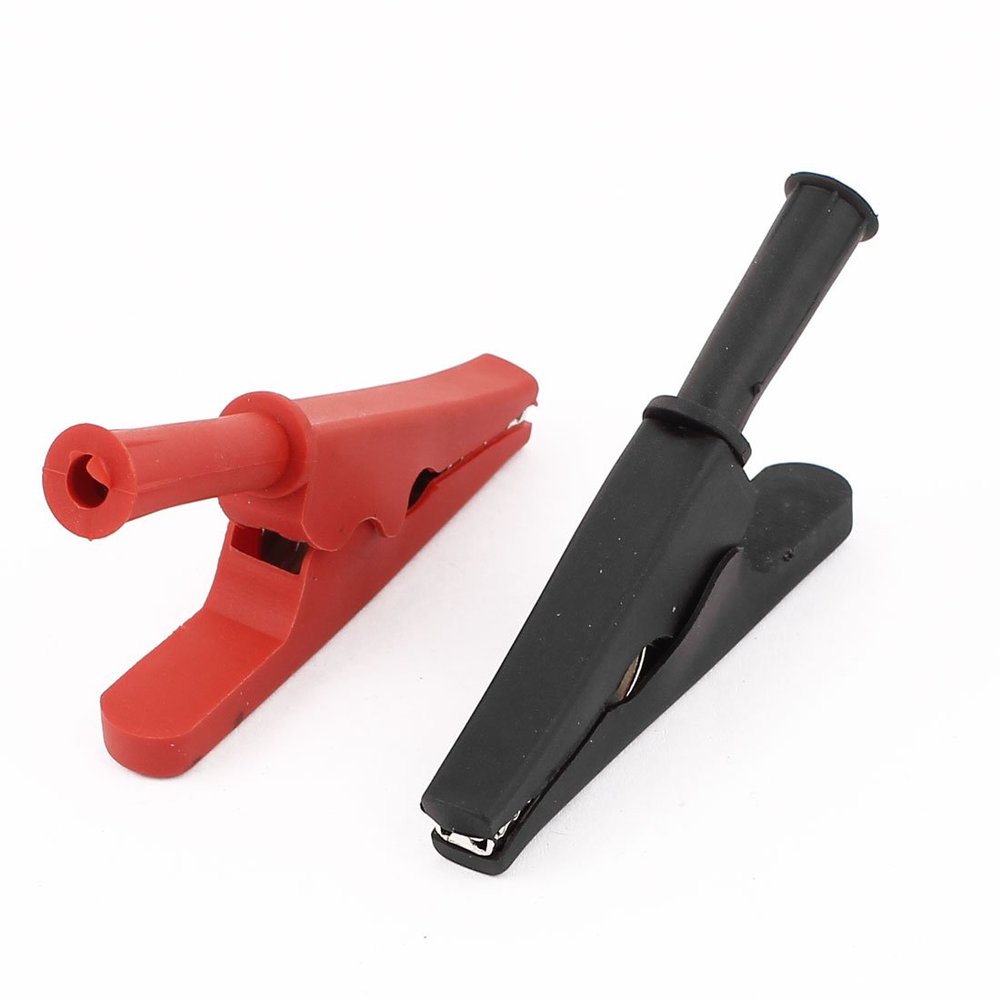 Aexit Plastic Shell Electrical Testing Test Probe Alligator Clamp Clip Red Voltage Testers Black Pair