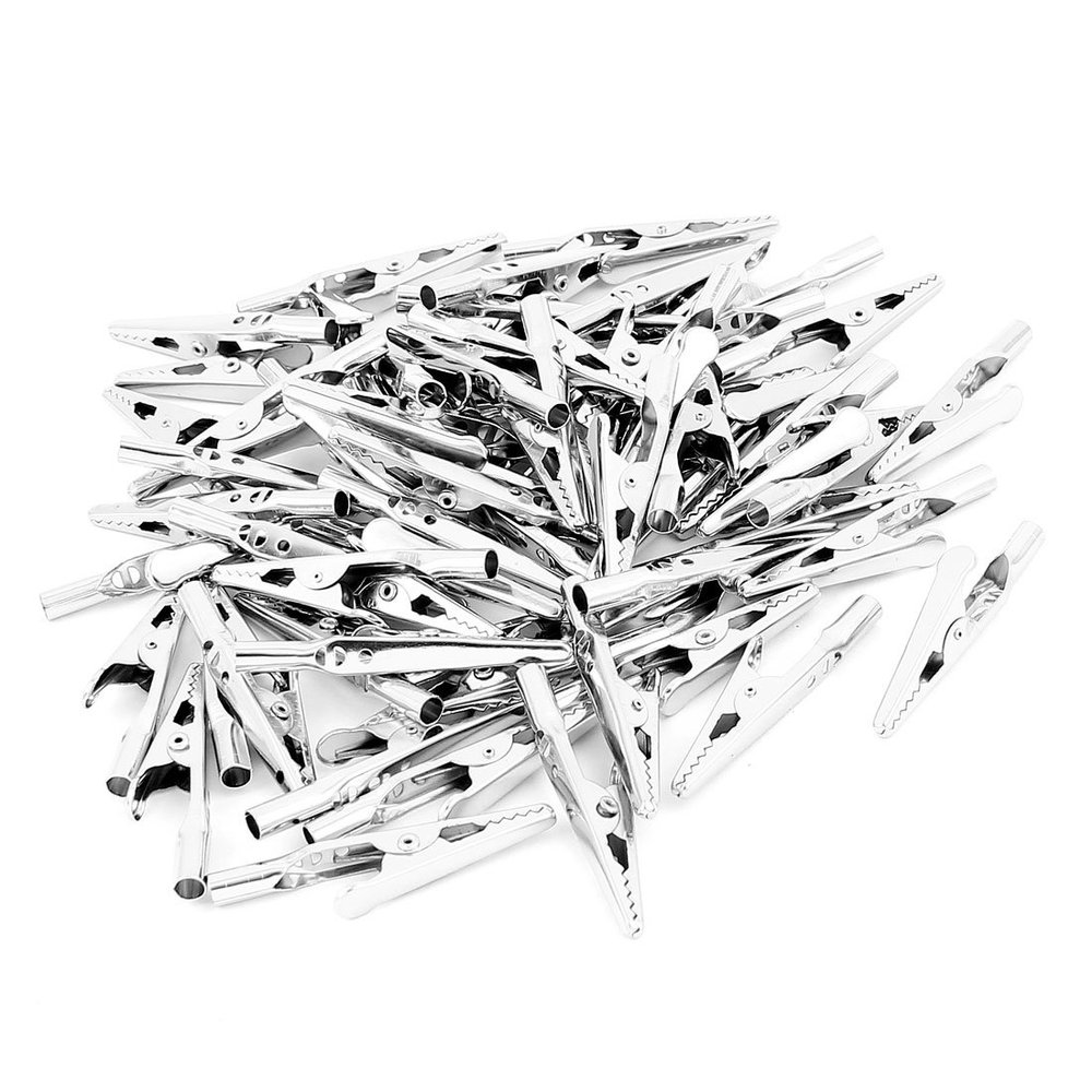 Aexit 65pcs Metal Electrical Testing Insulated Electrical Clamp Alligator Clip Voltage Testers Silver Tone