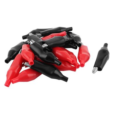 Aexit Rubber Coated Electrical Testing Crocodile Alligator Test Clip Connector 20Pcs Voltage Testers Red Black