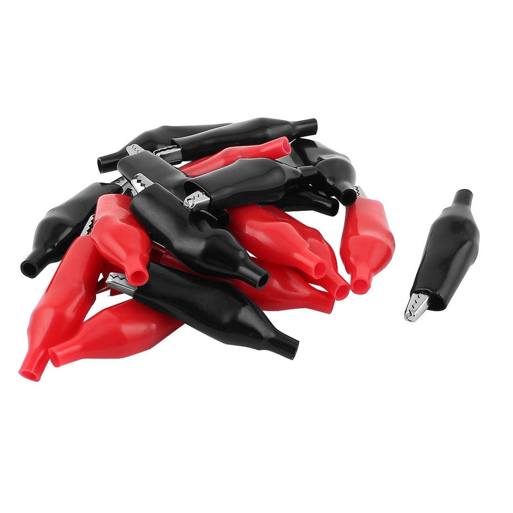 Aexit Rubber Coated Electrical Testing Crocodile Alligator Test Clip Connector 20Pcs Voltage Testers Red Black