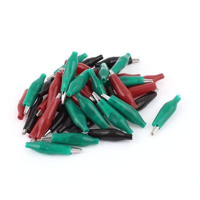 Aexit 45Pcs Red Electrical Testing Black Green Alligator Test Clip for Electrical Voltage Testers Jumpers Wire
