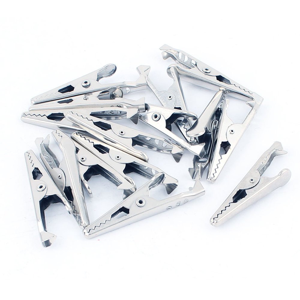 Aexit Electric Test Electrical Testing Lead Alligator Clips Crocodile Clamps 15 Pcs Voltage Testers Silver Tone