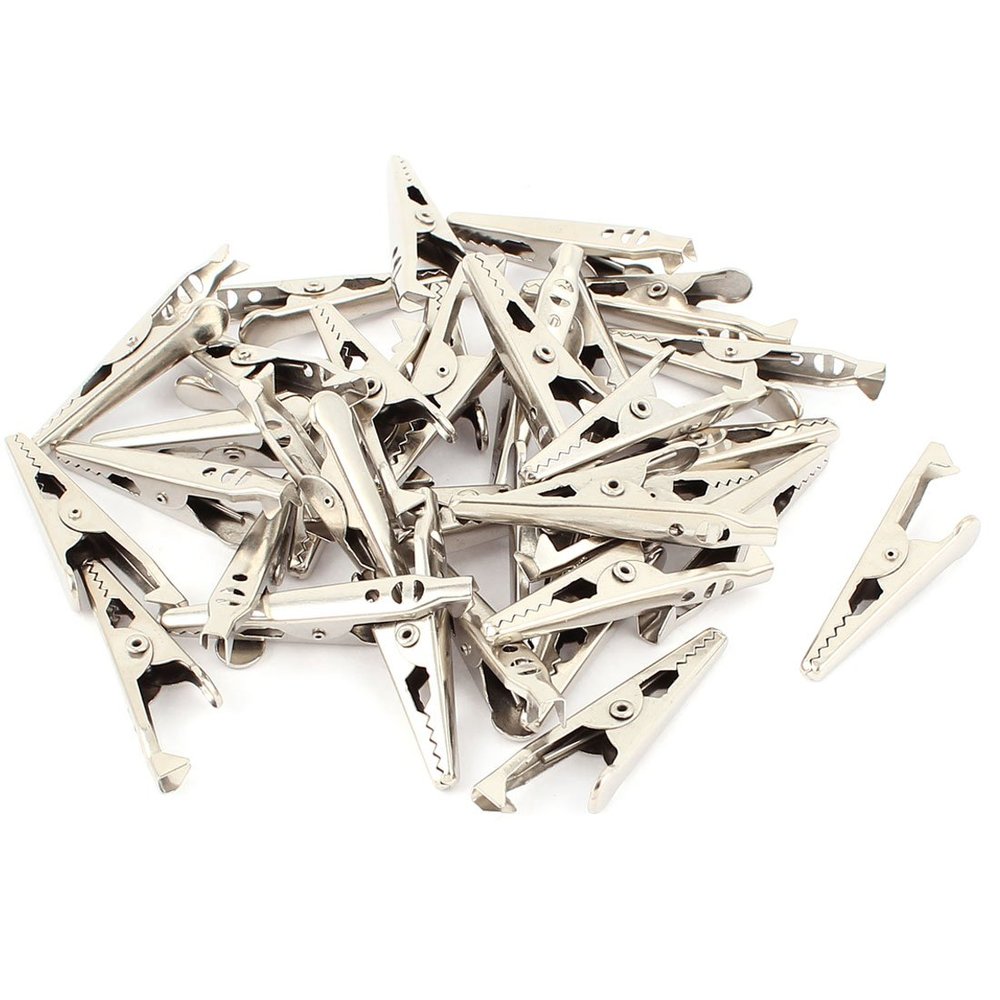 Aexit 35 Pcs Electrical Testing Non Insulated Test Alligator Clip Electrical Voltage Testers Clamp Connector
