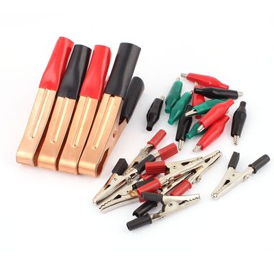 Aexit 24Pcs Alligator Electrical Testing Test Clip for Electrical Jumpers Wire Cable Set Voltage Testers 3 Size