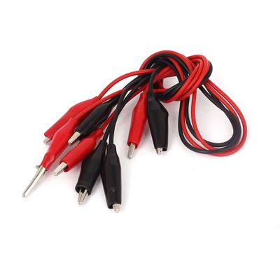 Aexit 4PCS 19" Electrical Testing Insulated Alligator Clip Jumper Probe Testing Work Wire Voltage Testers Black Red