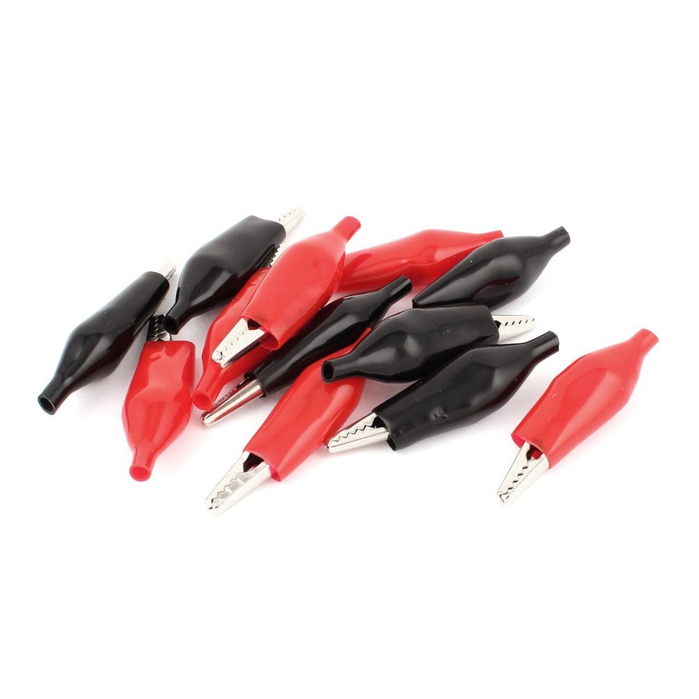 Aexit Insulated Crocodile Electrical Testing Alligator Test Clip Clamp 57mm 12pcs Voltage Testers Red Black