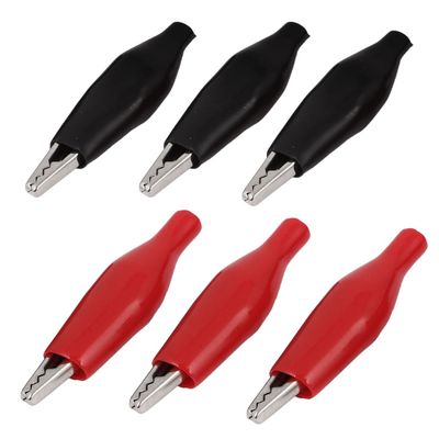 Aexit 6 Pcs Electrical Testing Red Black 40mm Length Crocodile Alligator Test Voltage Testers Clip Connectors