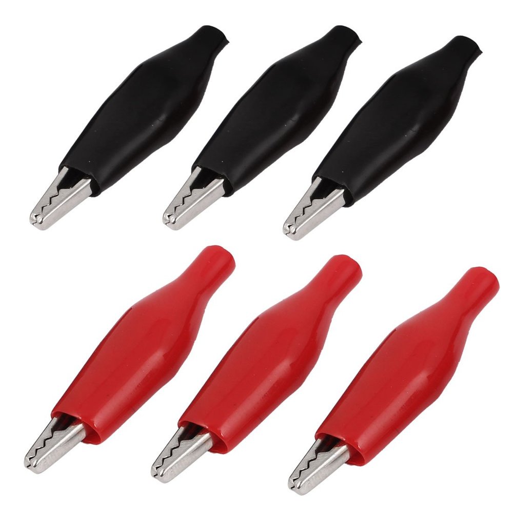 Aexit 6 Pcs Electrical Testing Red Black 40mm Length Crocodile Alligator Test Voltage Testers Clip Connectors