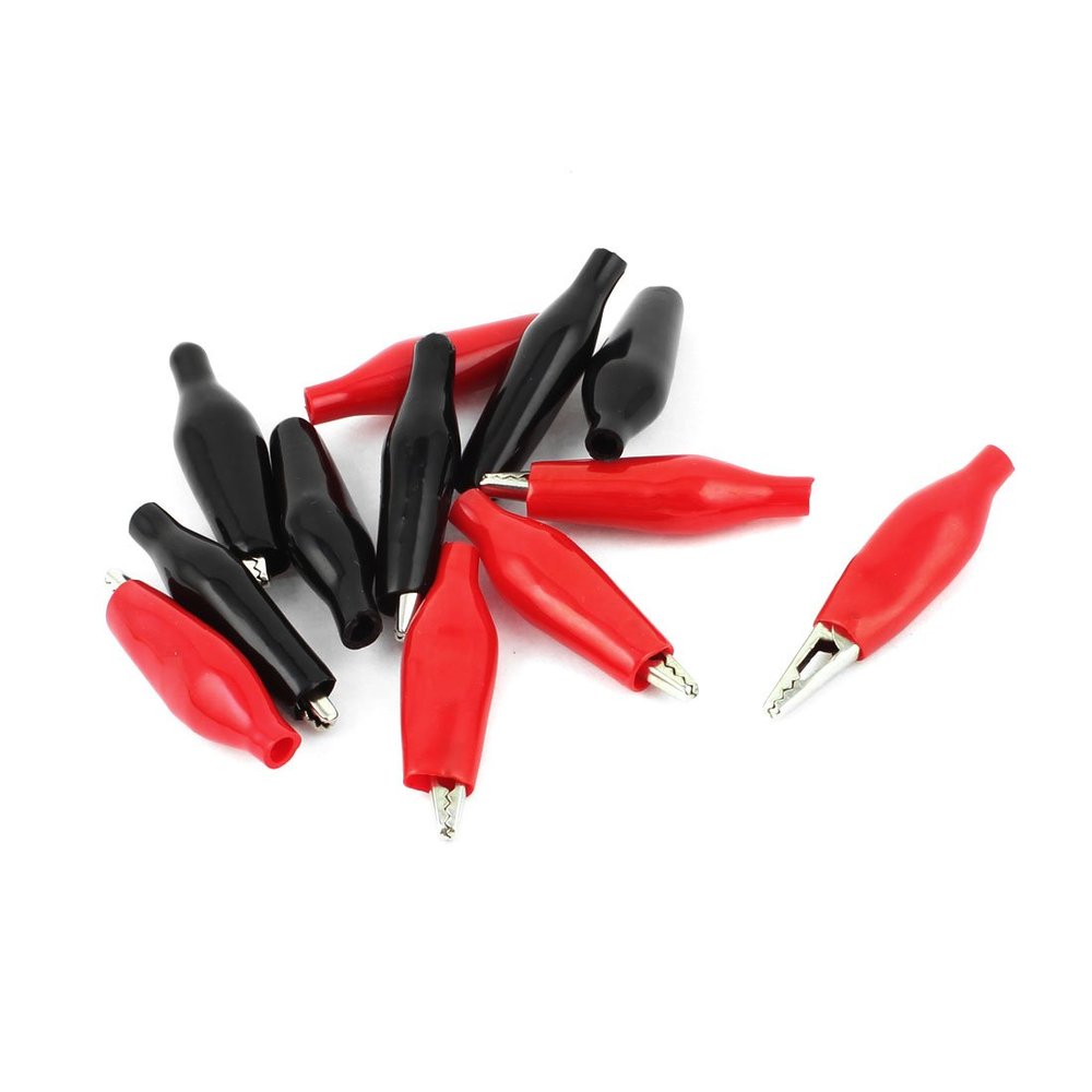 Aexit Insulated Crocodile Electrical Testing Alligator Test Clip Clamp 37mm 12pcs Voltage Testers Red Black
