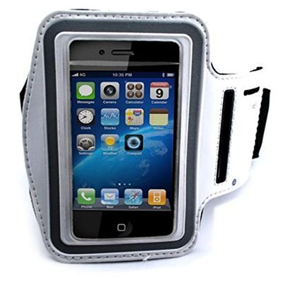 White Armband Sports Gym Workout Cover Case Arm Strap Jogging Band Neoprene for iPod Touch 1st Gen, 2nd Gen, 3rd Gen, 4th Gen, iPod Touch 5