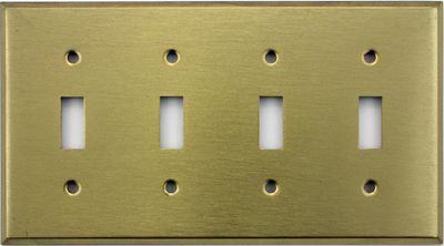 Stamped Satin Brass 4 Gang Toggle Switch Wall Plate