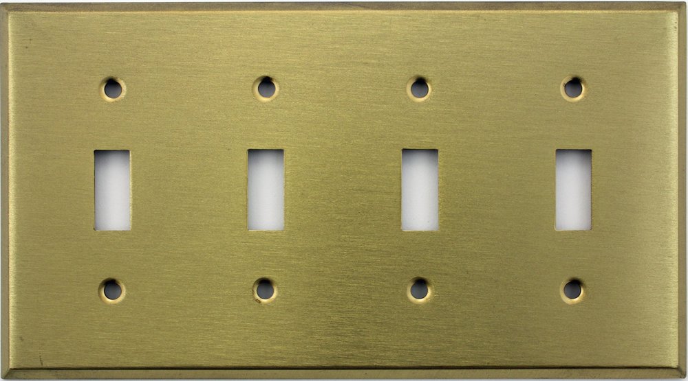 Stamped Satin Brass 4 Gang Toggle Switch Wall Plate