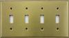 Stamped Satin Brass 4 Gang Toggle Switch Wall Plate view 1