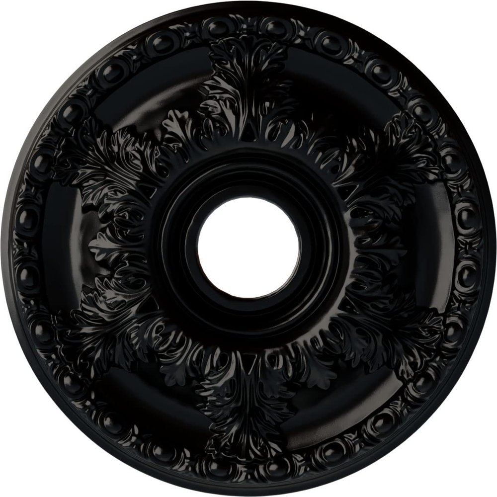 Ekena Millwork CM18GABLF Granada Ceiling Medallion, 18" OD x 3 1/2 ID x 2 1/2 P, Jet Black