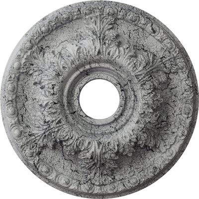 Ekena Millwork CM18GAUWC Granada Ceiling Medallion fits Canopies up to 6 5/8, Ultra Pure White Crackle