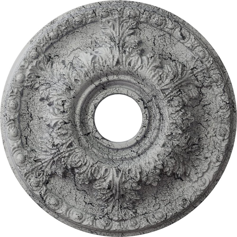 Ekena Millwork CM18GAUWC Granada Ceiling Medallion fits Canopies up to 6 5/8, Ultra Pure White Crackle