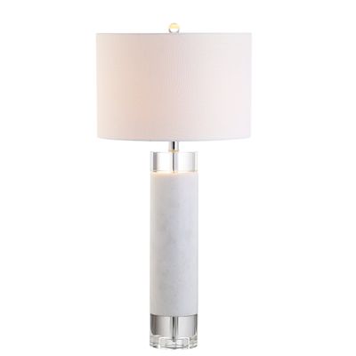JONATHAN Y Hunter Table Lamp 32" Marble and Crystal, White