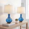JONATHAN Y Lavelle 25" Glass Lamp, Cobalt Blue/Brass Gold, Set of 2 view 2