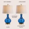 JONATHAN Y Lavelle 25" Glass Lamp, Cobalt Blue/Brass Gold, Set of 2 view 3