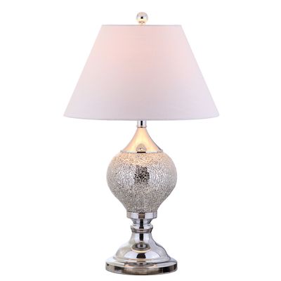 JONATHAN Y Louise Mirrored Mosaic Metal Table Lamp 27", Silver/Chrome