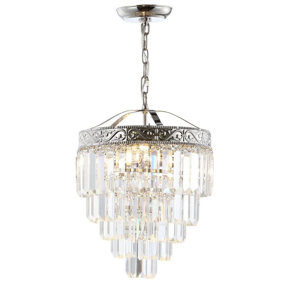 JONATHAN Y Wyatt 12" Metal 2-Light LED Chandelier, Polished Nickel/Clear