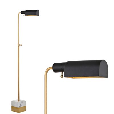 JONATHAN Y 56.5" Adjustable Library Floor Lamp Metal/Marble, Brass Gold