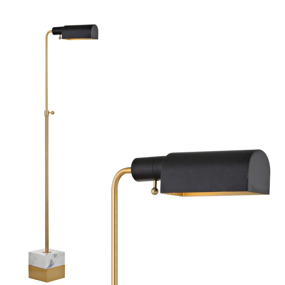JONATHAN Y 56.5" Adjustable Library Floor Lamp Metal/Marble, Brass Gold
