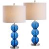 JONATHAN Y Bella 27" Glass Table Lamp, Cobalt Blue/Chrome, Set of 2 view 1