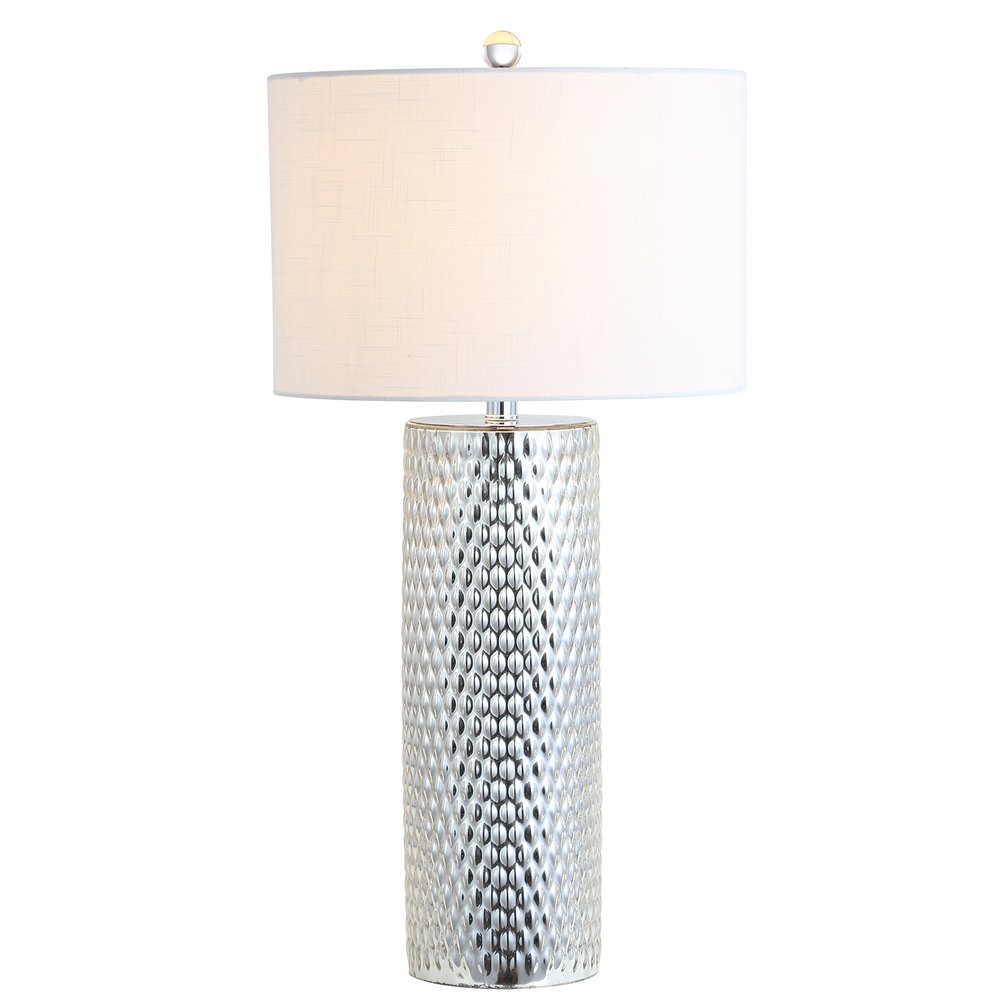 JONATHAN Y Isabella Table Lamp Studded Glass 30", Silver