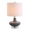 JONATHAN Y Kamille Bedside Table Lamp 18" Fluted Glass and Lucite, Gray view 1