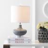 JONATHAN Y Kamille Bedside Table Lamp 18" Fluted Glass and Lucite, Gray view 2