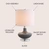 JONATHAN Y Kamille Bedside Table Lamp 18" Fluted Glass and Lucite, Gray view 4