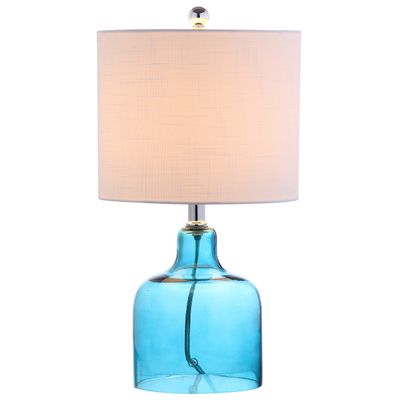 JONATHAN Y Gemma Glass Bell Table Lamp 19", Moroccan Blue