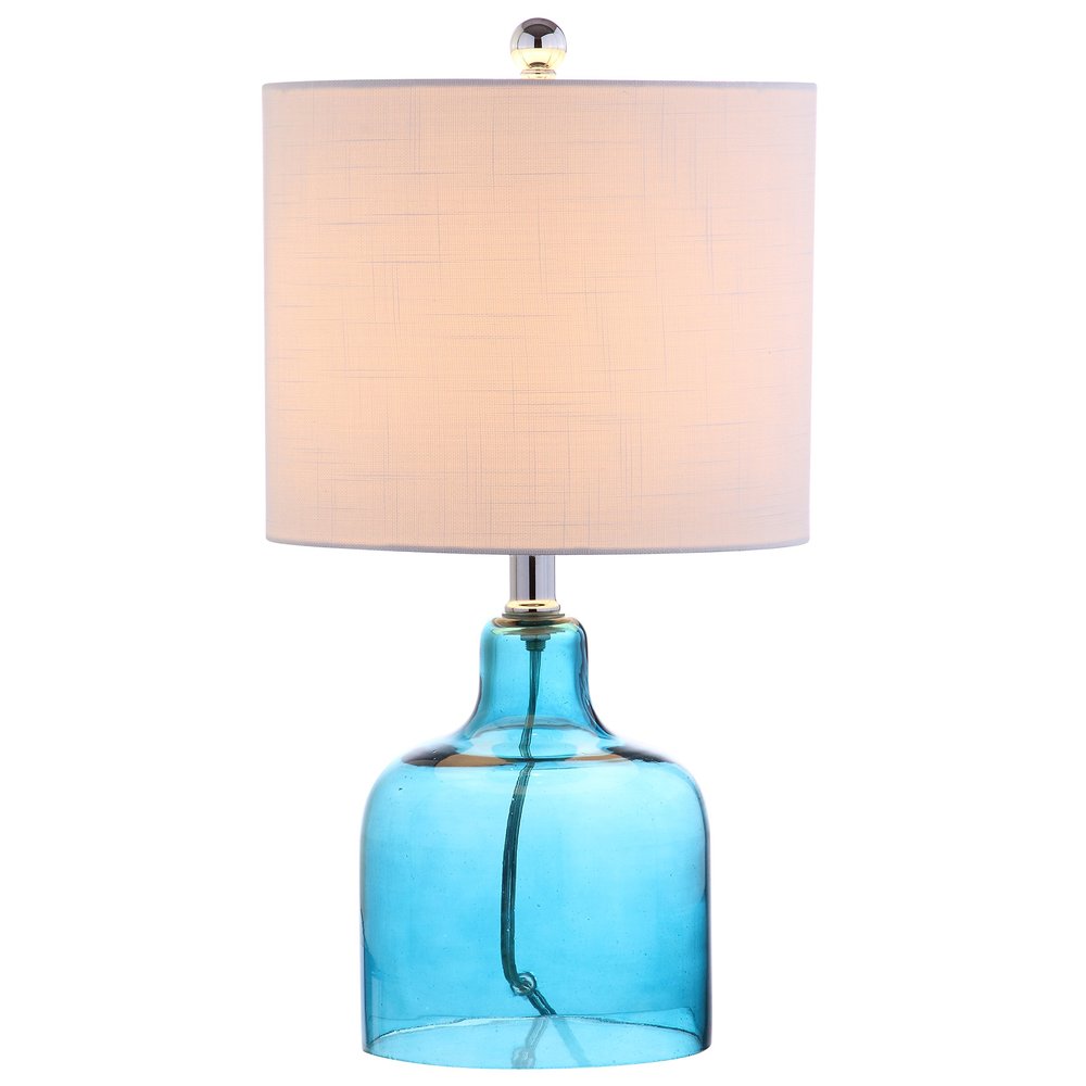 JONATHAN Y Gemma Glass Bell Table Lamp 19", Moroccan Blue