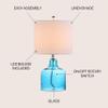JONATHAN Y Gemma Glass Bell Table Lamp 19", Moroccan Blue view 4