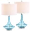 JONATHAN Y Cecile 25.5" Metal Glass Lamp, Aqua/Chrome, Set of 2 view 1