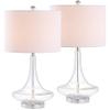 JONATHAN Y Cecile 25.5" Metal Glass Lamp, Clear/Chrome, Set of 2 view 1