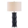 JONATHAN Y Tiki Table Lamp 26.5" Bamboo Ceramic Bedside Nightstand, Navy view 1