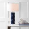 JONATHAN Y Tiki Table Lamp 26.5" Bamboo Ceramic Bedside Nightstand, Navy view 2