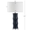 JONATHAN Y Tiki Table Lamp 26.5" Bamboo Ceramic Bedside Nightstand, Navy view 3