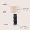 JONATHAN Y Tiki Table Lamp 26.5" Bamboo Ceramic Bedside Nightstand, Navy view 4