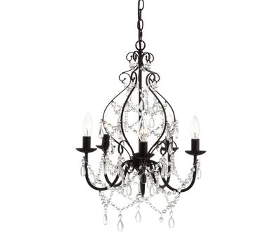 JONATHAN Y Maura 5-Light Crystal and Metal Chandelier 17", Black
