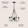 JONATHAN Y Maura 5-Light Crystal and Metal Chandelier 17", Black view 3