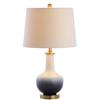 JONATHAN Y JYL3019A Gradient 25" Ceramic/Brass LED Table Lamp Contemporary Traditional Bedside Desk Nightstand Lamp for Bedroom Living Room Office College Bookcase LED Bulb Included, White/Navy view 1