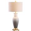 JONATHAN Y Dip Dye 31.5" Ceramic Metal Bedside Table Lamp, White/Gray view 1