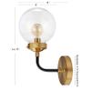 JONATHAN Y Caleb 1-Light Globe Vanity Wall Sconce, 6", Black/Brass Gold view 3